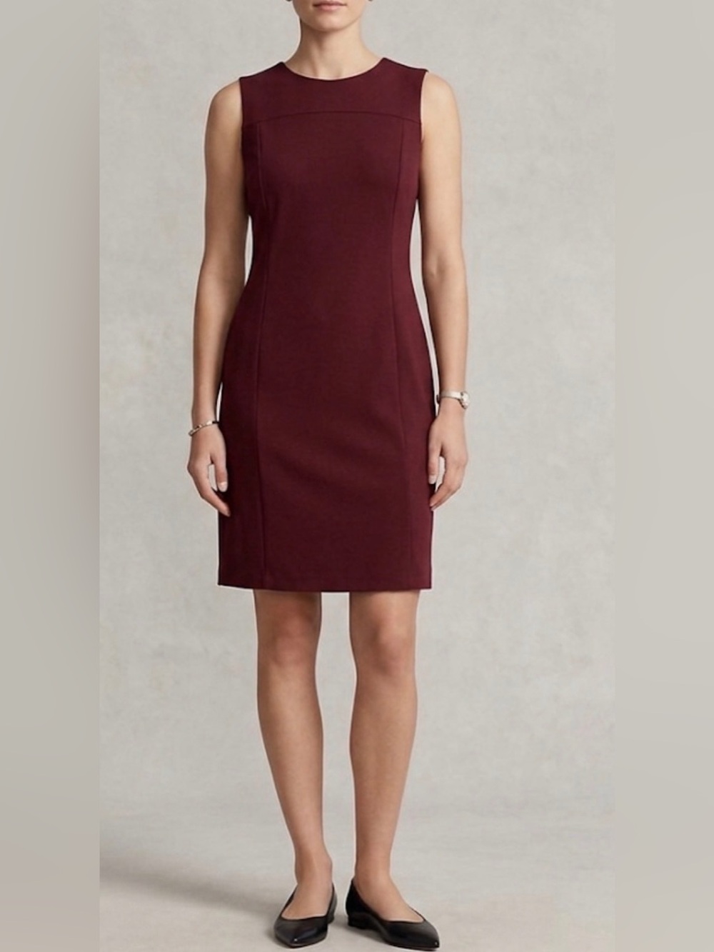 NWT J Jill Elegant Sleeveless Cranberry Burgundy Sheath Dress